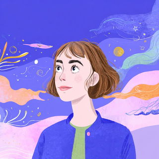 Crayon Cosmogony style, Midjourney V7: photographic portrait of female protagonist