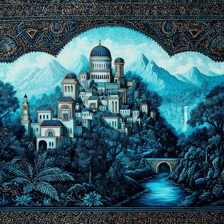 Mandapuppetry style, Midjourney V7: classical 18th-century oil painting