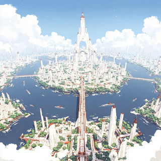 Pagoda Riptide style, Midjourney V7: megacity with futuristic bioarchitecture