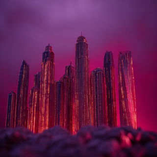 Celmagenta style, Midjourney V7: megacity with futuristic bioarchitecture