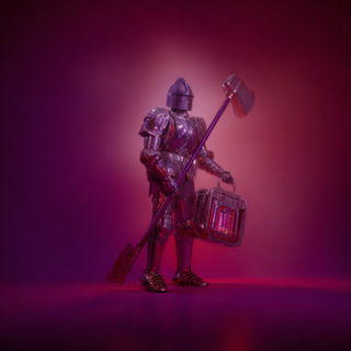 Celmagenta style, Midjourney V7: concept art character design of retropunk steam knight