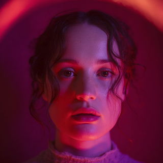 Celmagenta style, Midjourney V7: photographic portrait of female protagonist