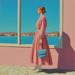 Glasshouse Backfigure style, Midjourney V7: haute-couture fashion outfit
