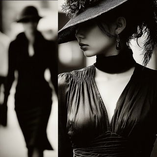 Silversalt Tableaux style, Midjourney V7: haute-couture fashion outfit