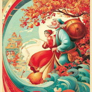Ornamentectonics style, Midjourney V7: retro fairy-tale illustration