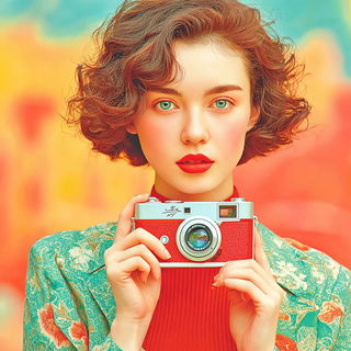 Ornamentectonics style, Midjourney V7: photographic portrait of female protagonist