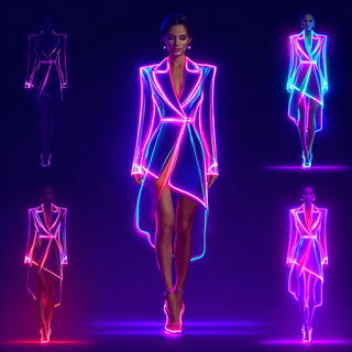 Auralite Prismworks style, Midjourney V7: haute-couture fashion outfit