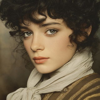 Cairnbaroque style, Midjourney V7: photographic portrait of female protagonist