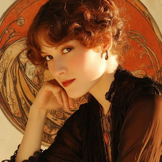 Ornamentromance style, Midjourney V7: photographic portrait of female protagonist
