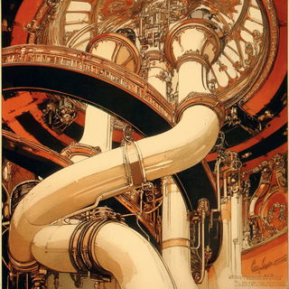 Ornamentromance style, Midjourney V7: technical infrastructure blueprint schematics