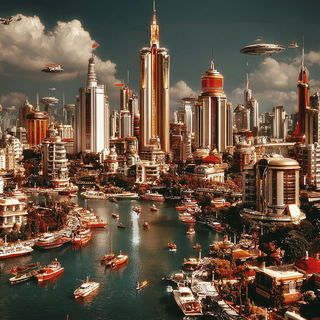 Sunhaul Spectacular style, Midjourney V7: megacity with futuristic bioarchitecture