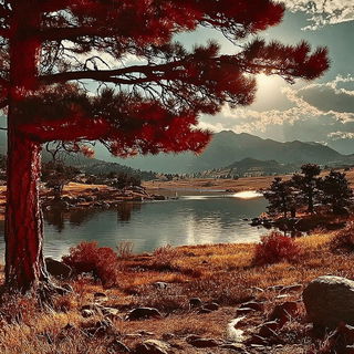 Sunhaul Spectacular style, Midjourney V7: realistic landscape photograph of quiet dawn