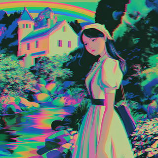 Retinal Arcism style, Midjourney V7: retro fairy-tale illustration