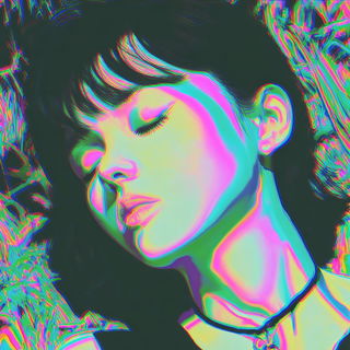 Retinal Arcism style, Midjourney V7: photographic portrait of female protagonist