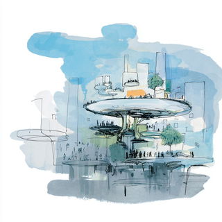 Papercloisonne style, Midjourney V7: megacity with futuristic bioarchitecture