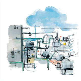 Papercloisonne style, Midjourney V7: technical infrastructure blueprint schematics