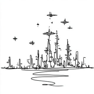 Contournoir style, Midjourney V7: megacity with futuristic bioarchitecture