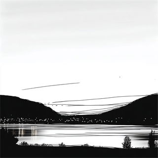 Contournoir style, Midjourney V7: realistic landscape photograph of quiet dawn