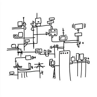 Contournoir style, Midjourney V7: technical infrastructure blueprint schematics