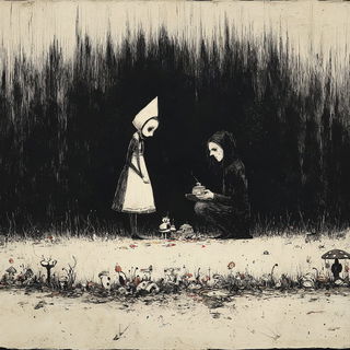Gloamcant style, Midjourney V7: retro fairy-tale illustration