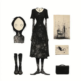 Gloamcant style, Midjourney V7: haute-couture fashion outfit