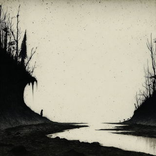 Gloamcant style, Midjourney V7: realistic landscape photograph of quiet dawn