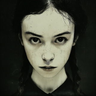 Gloamcant style, Midjourney V7: photographic portrait of female protagonist