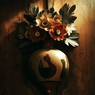 Cavernal Goldenism style, Midjourney V7: traditional folk art