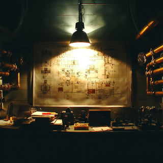 Cavernal Goldenism style, Midjourney V7: technical infrastructure blueprint schematics