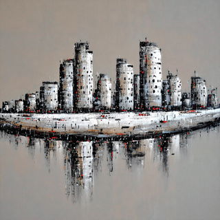 Maskscar Inkism style, Midjourney V7: megacity with futuristic bioarchitecture