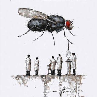 Maskscar Inkism style, Midjourney V7: editorial illustration for popular scientific magazine cover