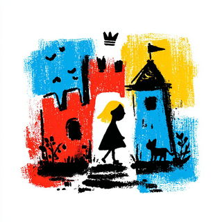 Port Yellowsplice style, Midjourney V7: retro fairy-tale illustration