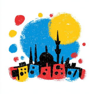 Port Yellowsplice style, Midjourney V7: bold minimalist logo design for Istanbul city municipal services