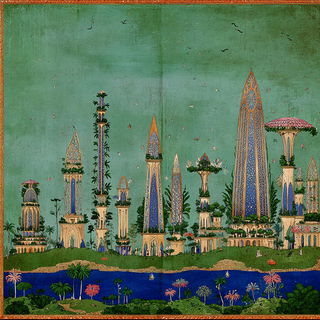 Illumaturk style, Midjourney V7: megacity with futuristic bioarchitecture