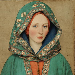 Illumaturk style, Midjourney V7: photographic portrait of female protagonist