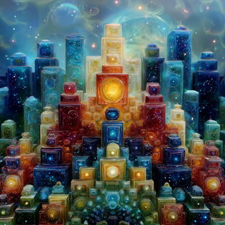 Saffron Spiral Basilica style, Midjourney V7: abstract 3D render