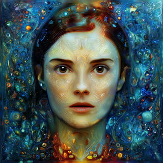 Saffron Spiral Basilica style, Midjourney V7: photographic portrait of female protagonist