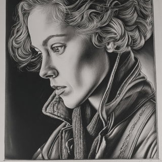Hatchomancy style, Midjourney V7: photographic portrait of female protagonist