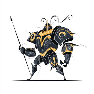Risoquill style, Midjourney V7: concept art character design of retropunk steam knight
