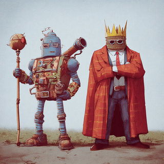 Balloonfjord style, Midjourney V7: concept art character design of retropunk steam knight