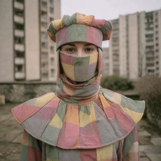 Chromatic Flood Dyehouse style, Midjourney V7: haute-couture fashion outfit