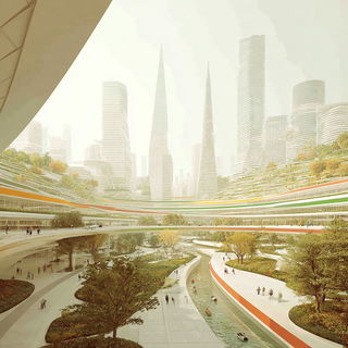 Arcplate style, Midjourney V7: megacity with futuristic bioarchitecture