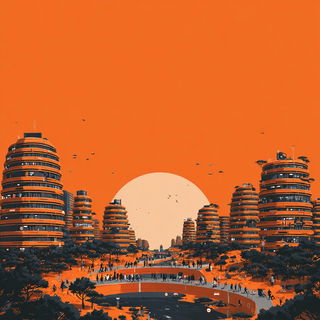 Migratectonics style, Midjourney V7: megacity with futuristic bioarchitecture