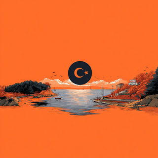 Migratectonics style, Midjourney V7: bold minimalist logo design for Istanbul city municipal services