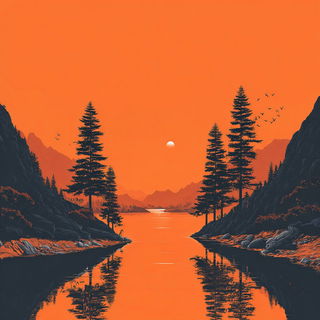 Migratectonics style, Midjourney V7: realistic landscape photograph of quiet dawn