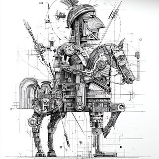 Optomechanica style, Midjourney V7: concept art character design of retropunk steam knight