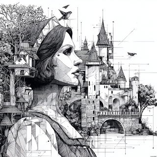Optomechanica style, Midjourney V7: retro fairy-tale illustration