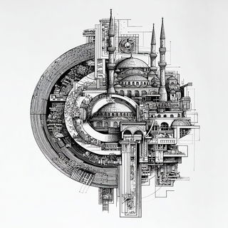 Optomechanica style, Midjourney V7: bold minimalist logo design for Istanbul city municipal services