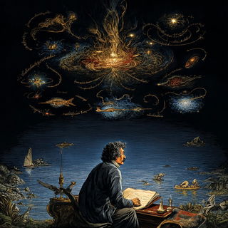 Ruindance style, Midjourney V7: editorial illustration for popular scientific magazine cover