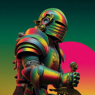 Puppetrica style, Midjourney V7: concept art character design of retropunk steam knight
